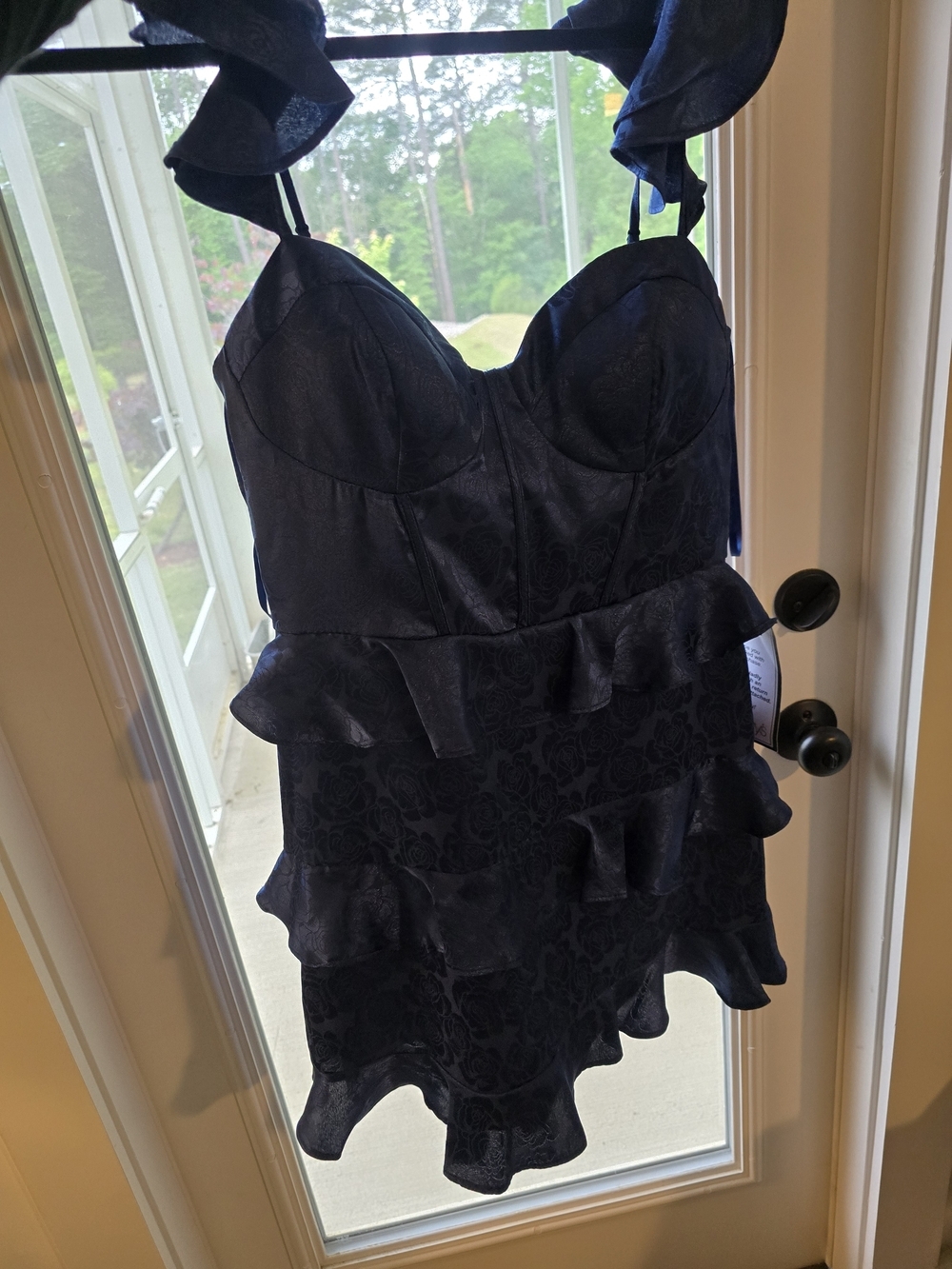 Macy's Navy Ruffled Dress with Tag
